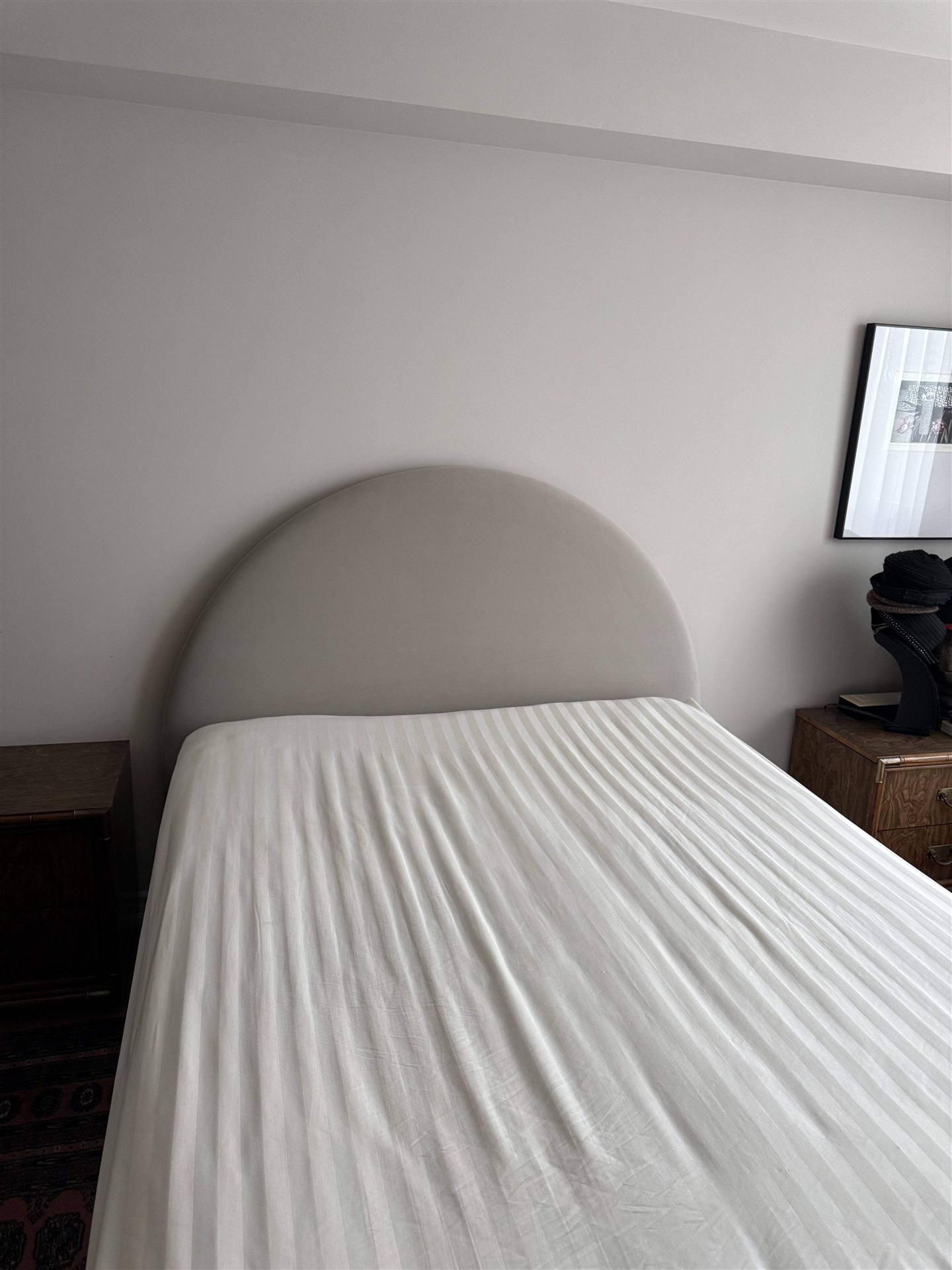 Custom cream arch upholstered headboard minimal design
