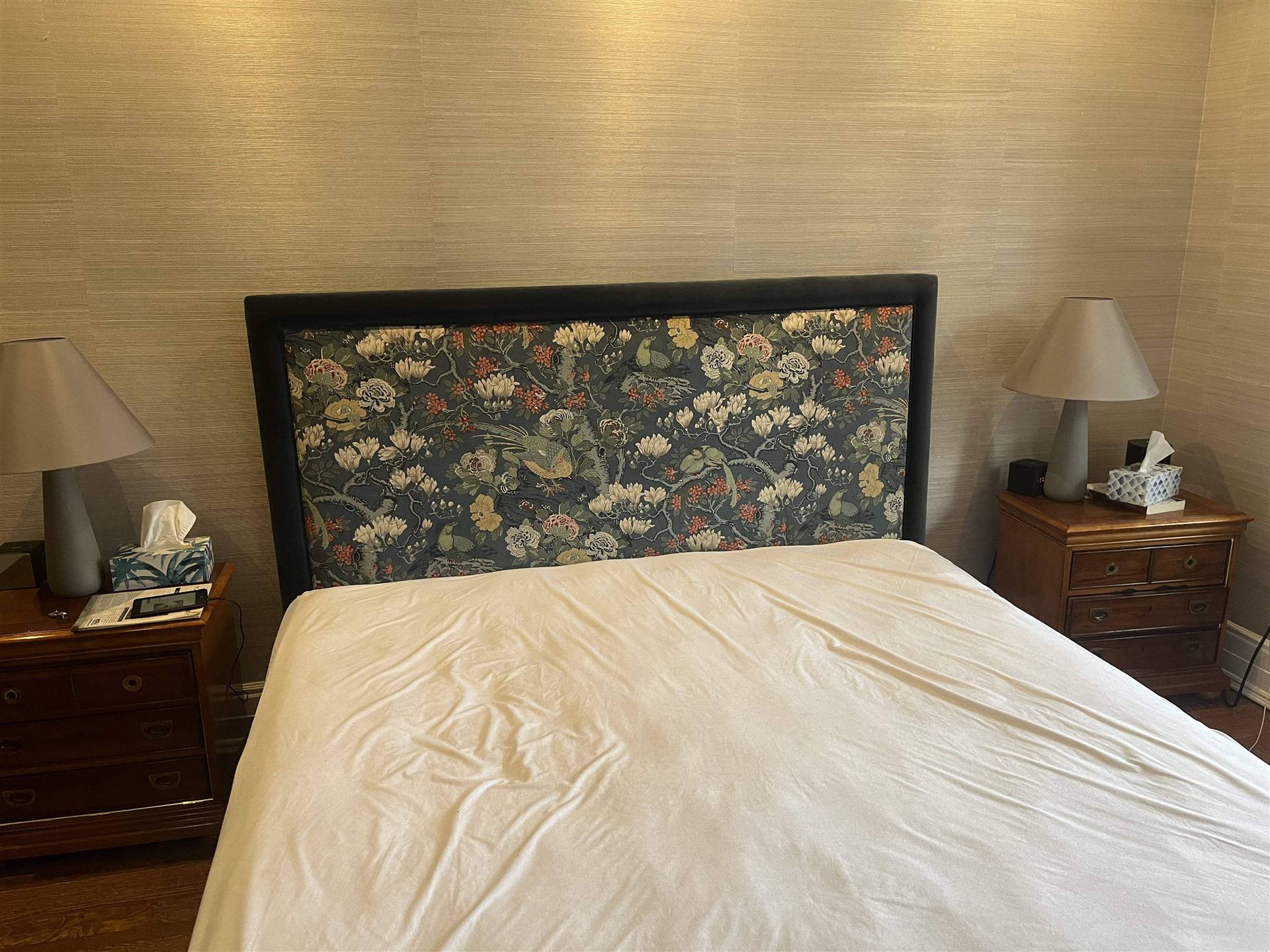 Floral print headboard