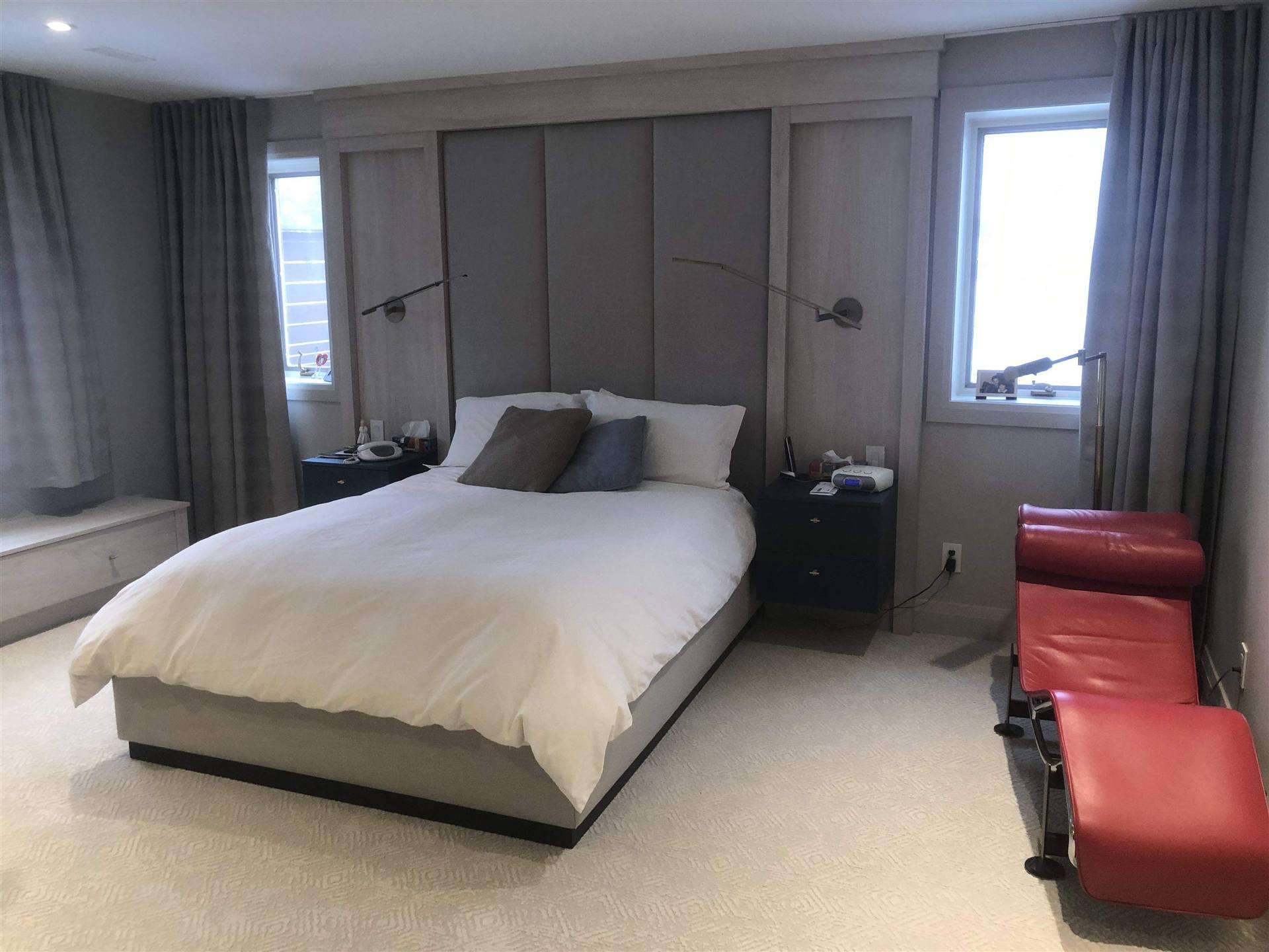 Grey wall panels bedroom